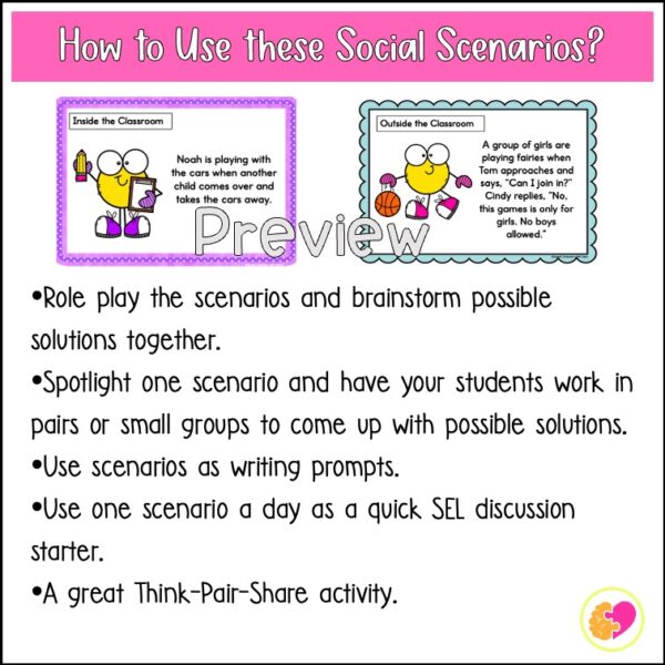 Social Scenario Problem Solving Task Cards - Spark Interest with Sara