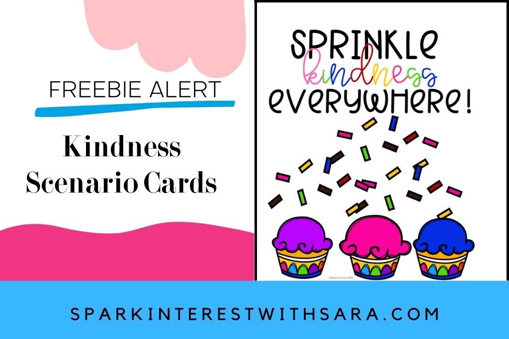 Link to free friendship lessons resource for kids which is kindness scenario cards