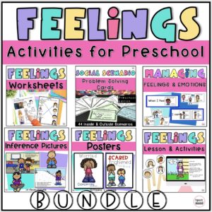 Cover image of identifying feelings activities for preschoolers bundle