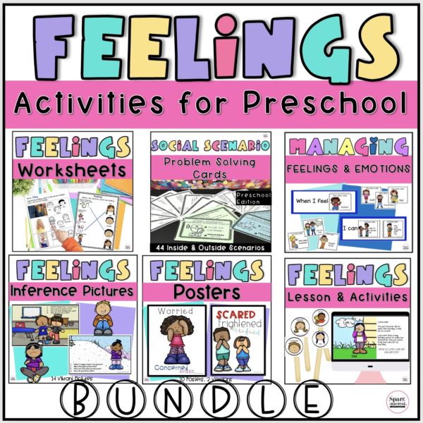Cover image of identifying feelings activities for preschoolers bundle