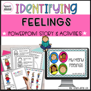 Cover for teaching resource, identifying feelings for preschoolers