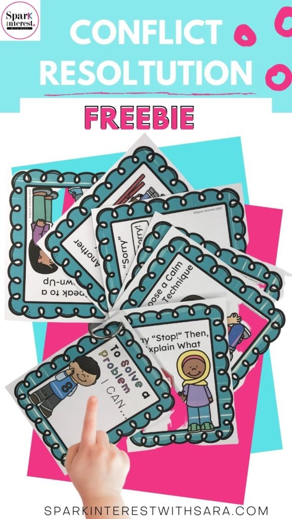 Preschool conflict resolution freebie to use in your preschool classroom