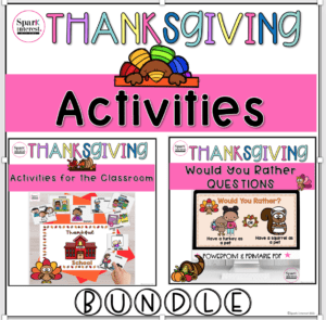 Cover image for thanksgiving activities for the classroom bundle