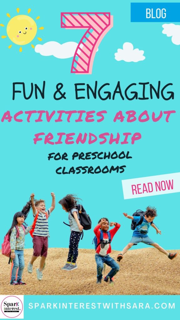 Pin image for activities about friendship for preschool classrooms blog post