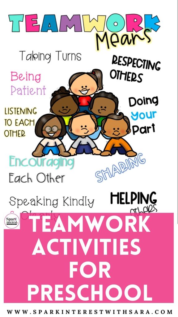 Poster image of teamwork activities for preschoolers