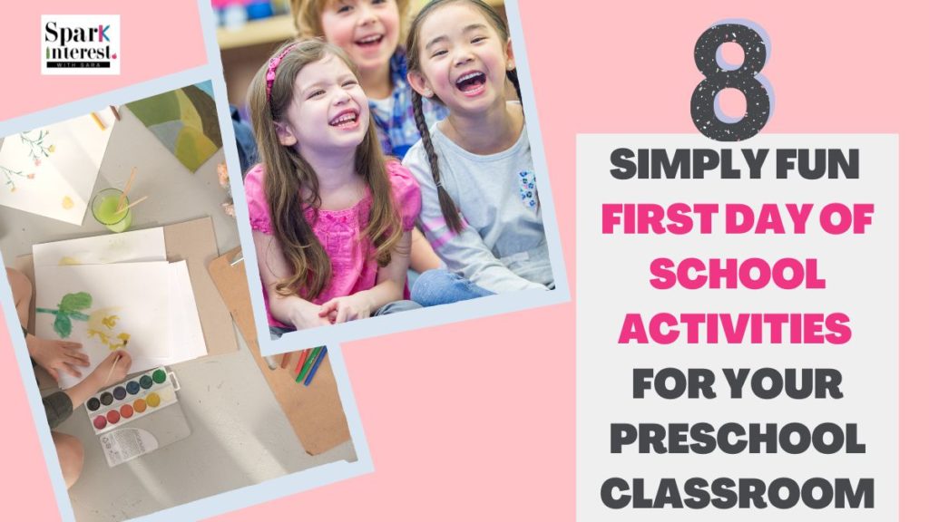 Blog post title image for first day of school activities for preschool