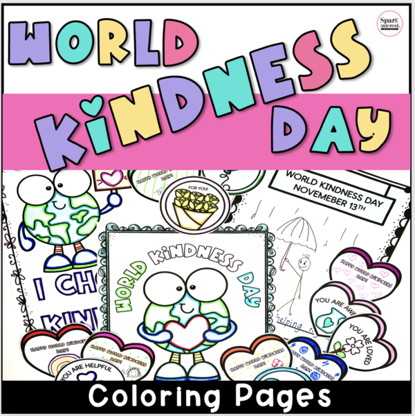 World kindness day coloring pages cover