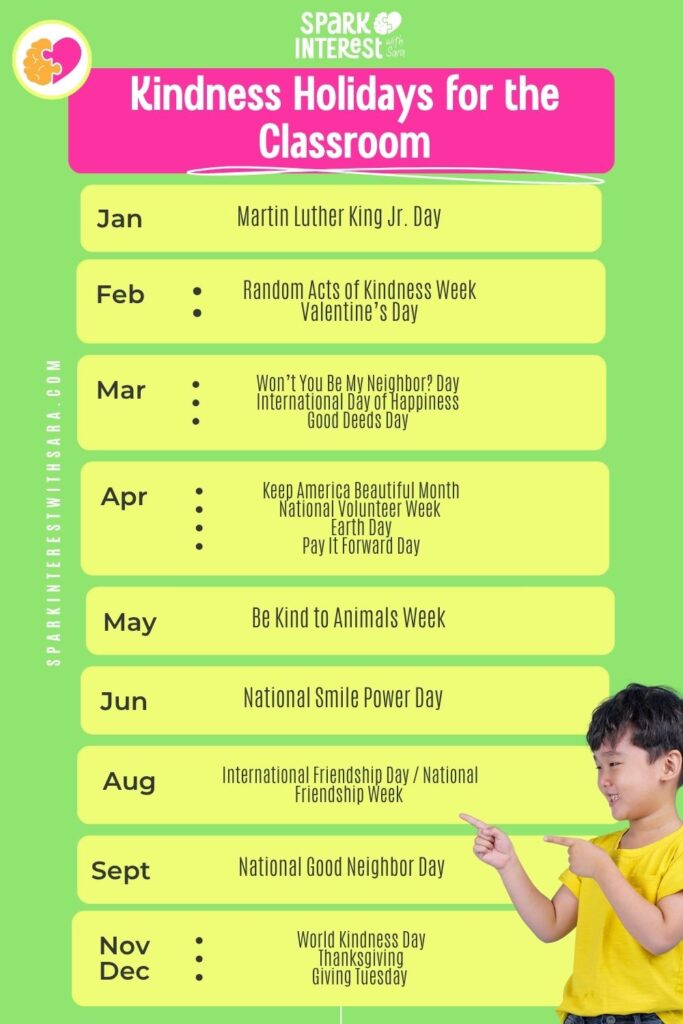 Blog image of kindness holidays to celebrate in your preschool classroom