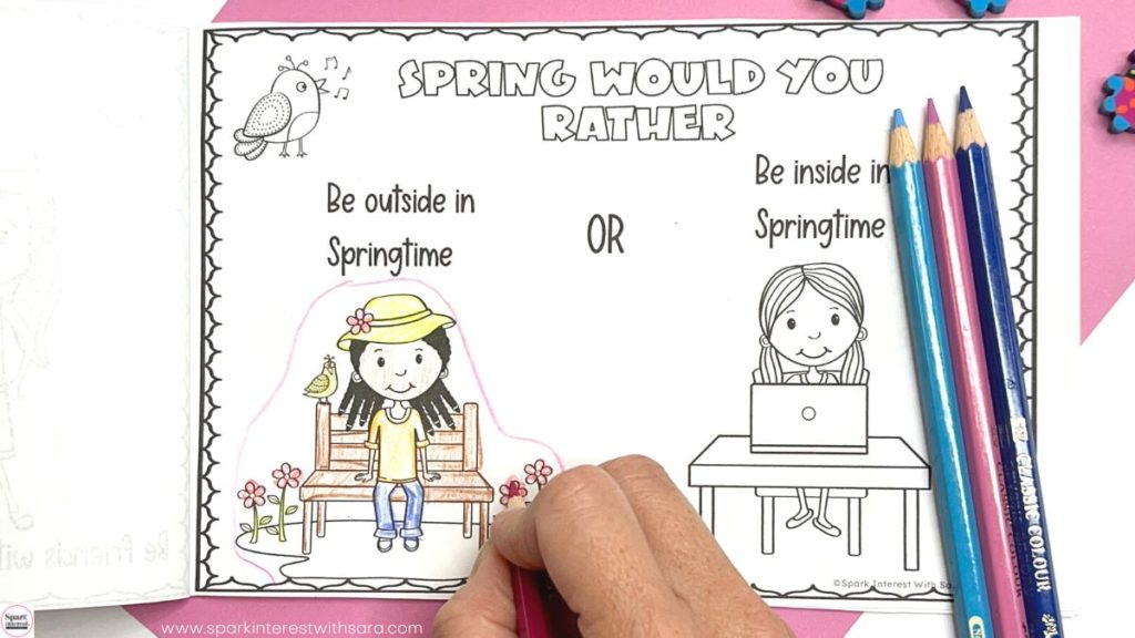 Image for spring would you rather questions for preschoolers.