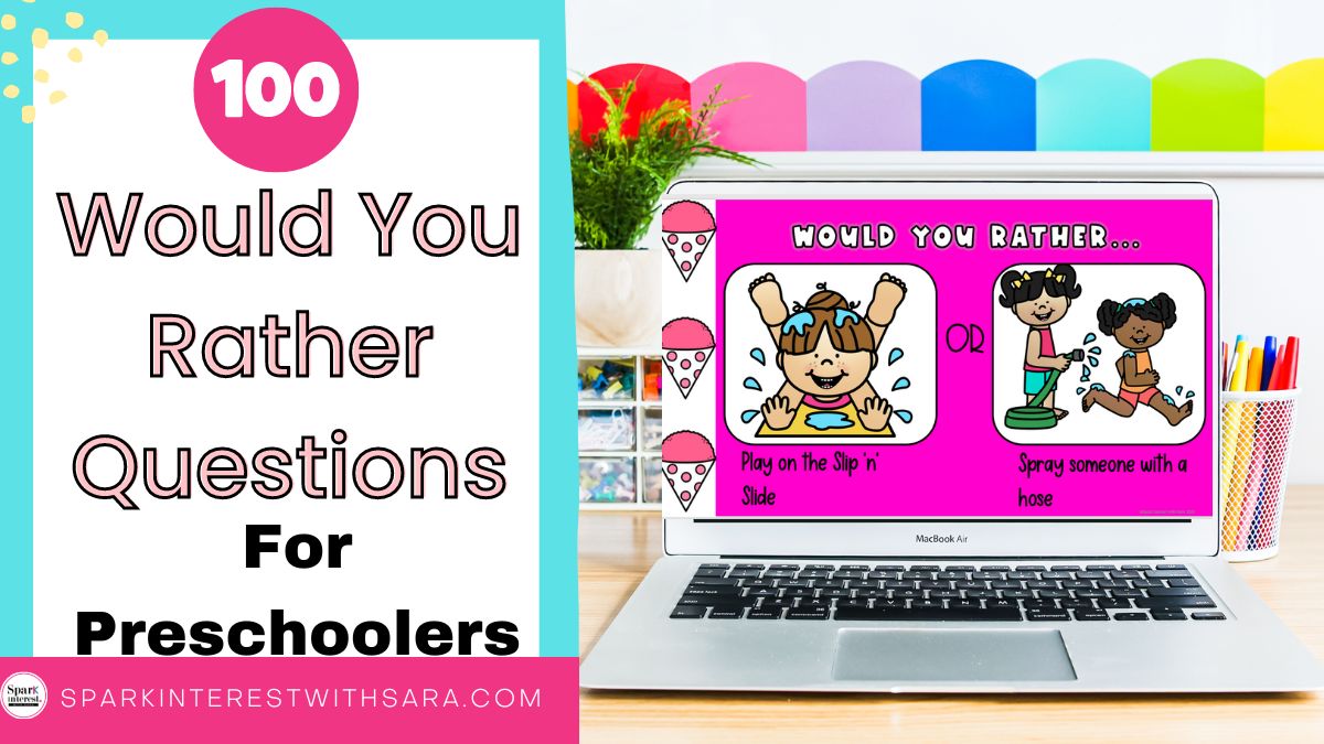 Blog title image for 100+ would you rather questions for preschoolers