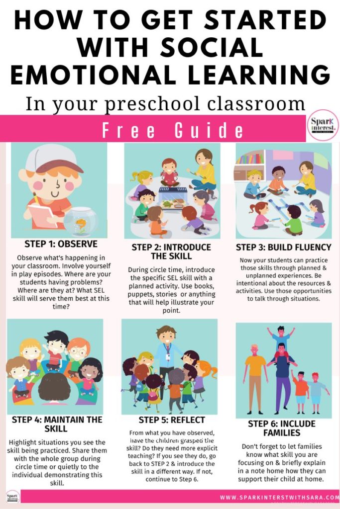 Image for free guide to getting started with social emotional learning in preschool