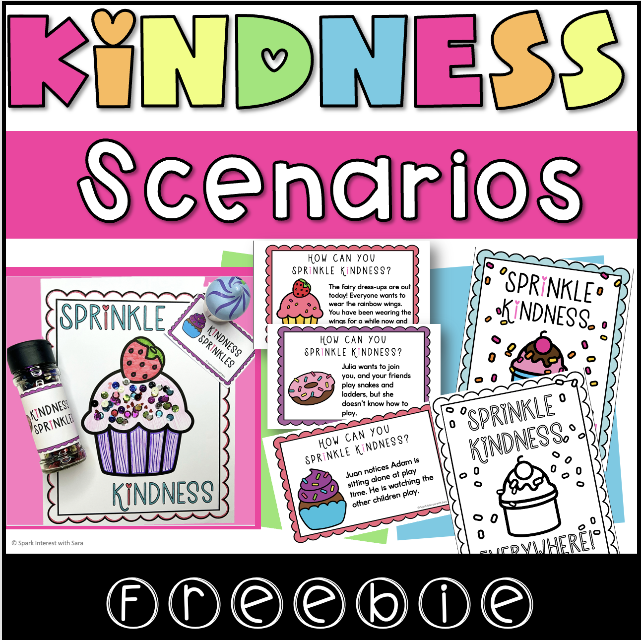 Kindness Scenario Cards | FREEBIE - Spark Interest with Sara