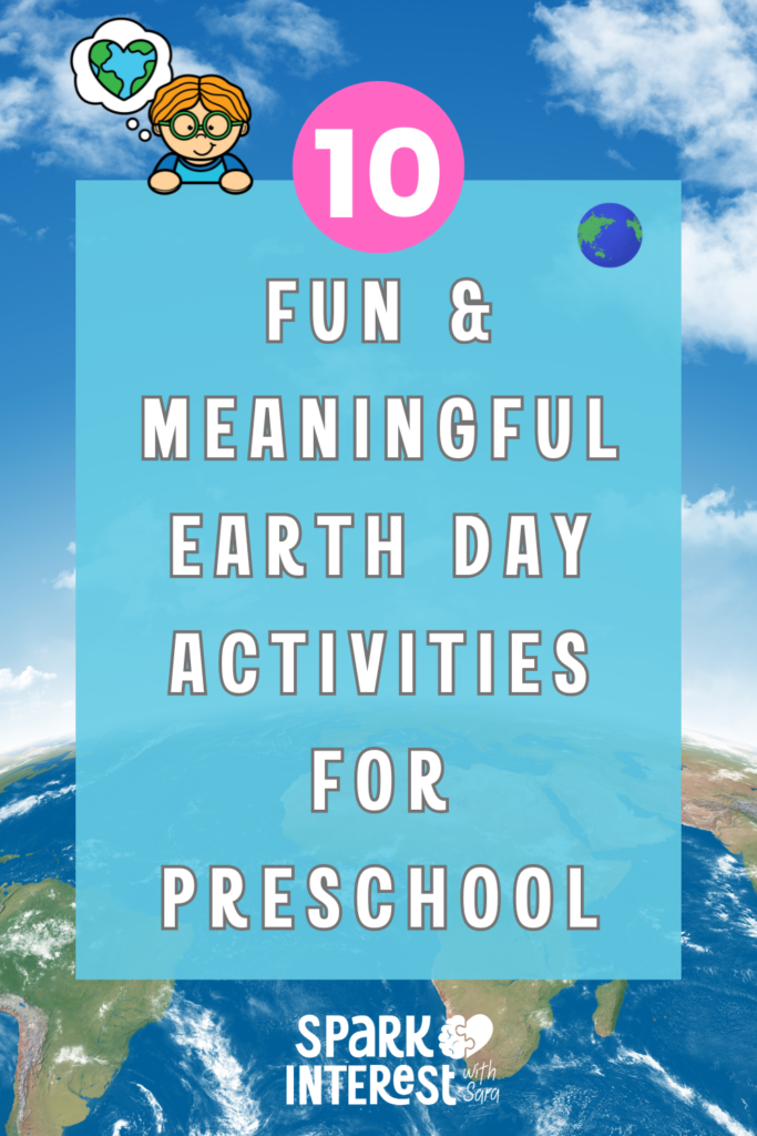 blog title image for earth day activities for preschool