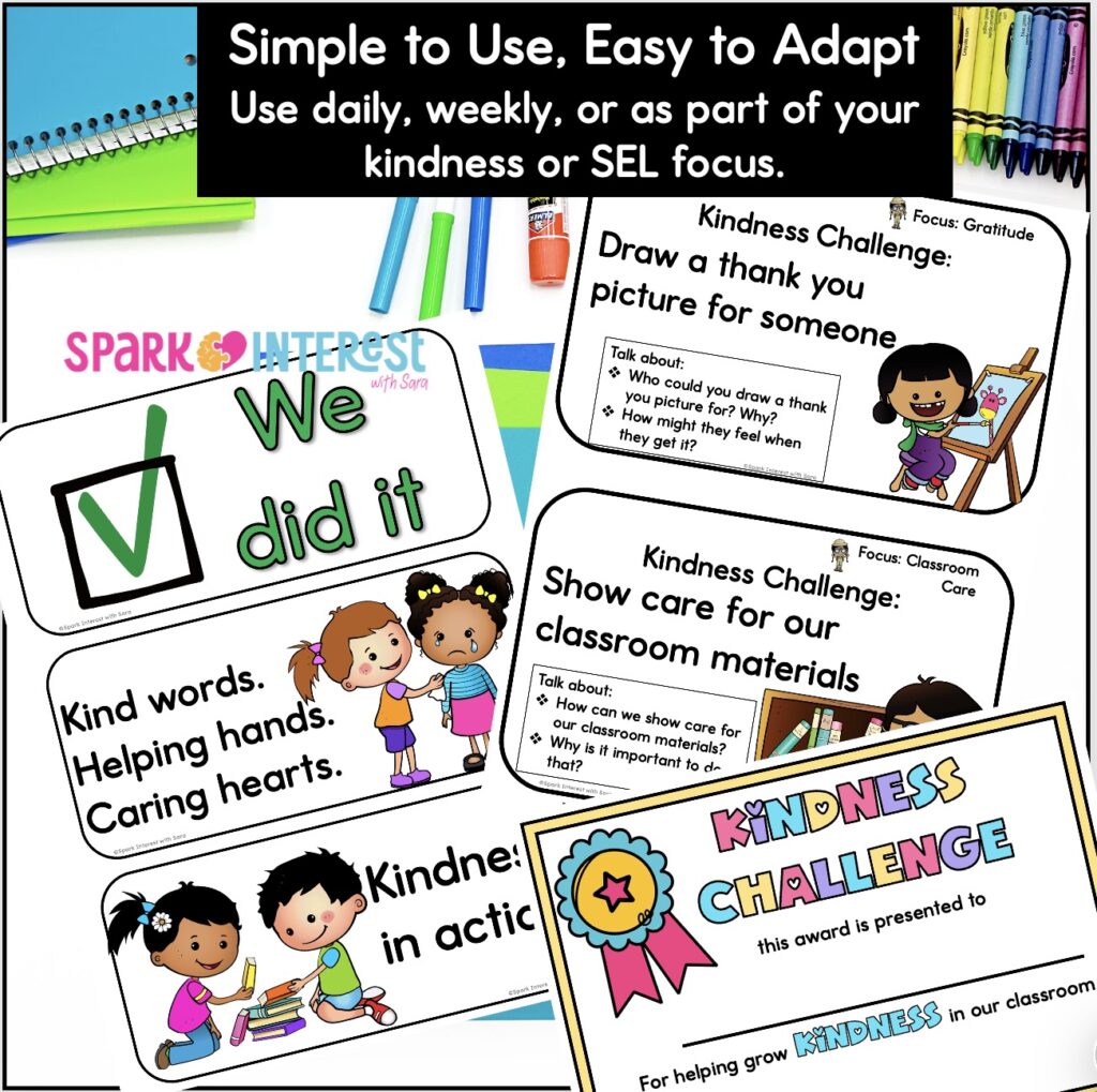Image for preschool classroom kindness challenge teaching resource